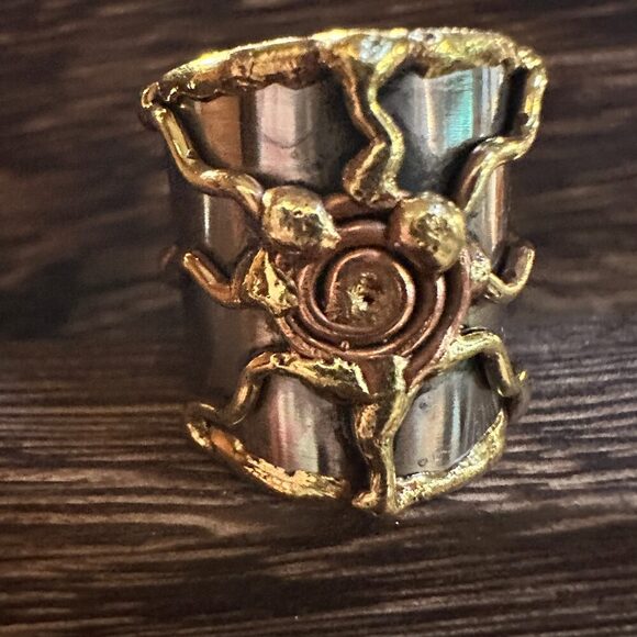 Artisan Crafted Bohemian Silver & Copper Heart Wide Cuff Ring in Gift Box - Picture 7 of 12